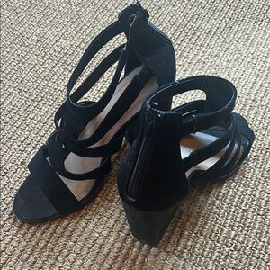 Elegant Black Strappy Heels with Ankle Strap